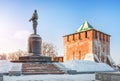 Monument to Pilot Chkalov and St. George`s Tower